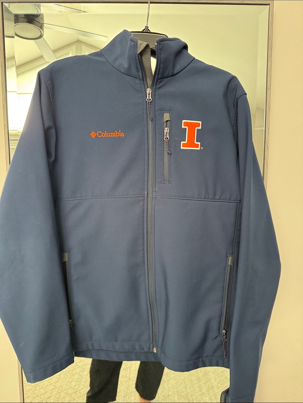 Columbia Navy Softshell Jacket with Illini Logos